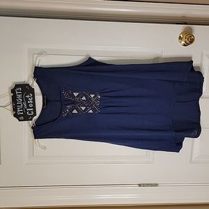 French Laundry XL Sleeveless Blouse Navy Beaded Neckline